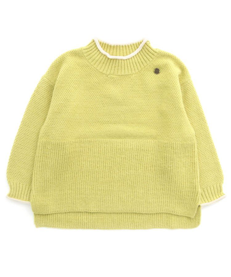 日本 BREEZE - 撞色滾邊落肩針織毛衣-粉x杏