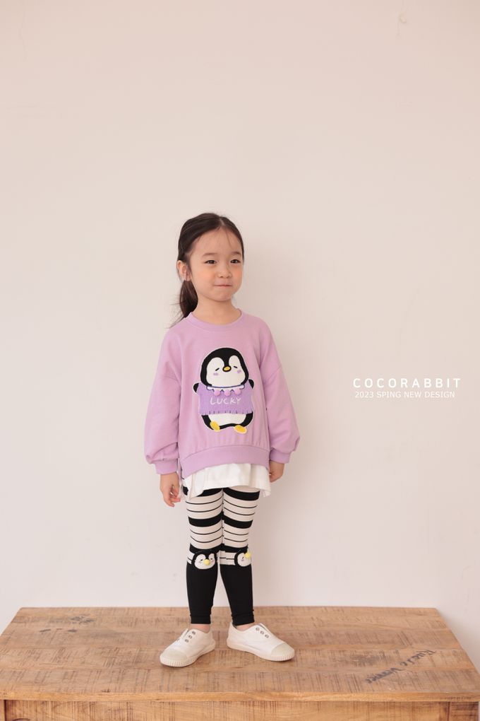 韓國 Coco rabbit - 假兩件幸運企鵝印長袖上衣-粉