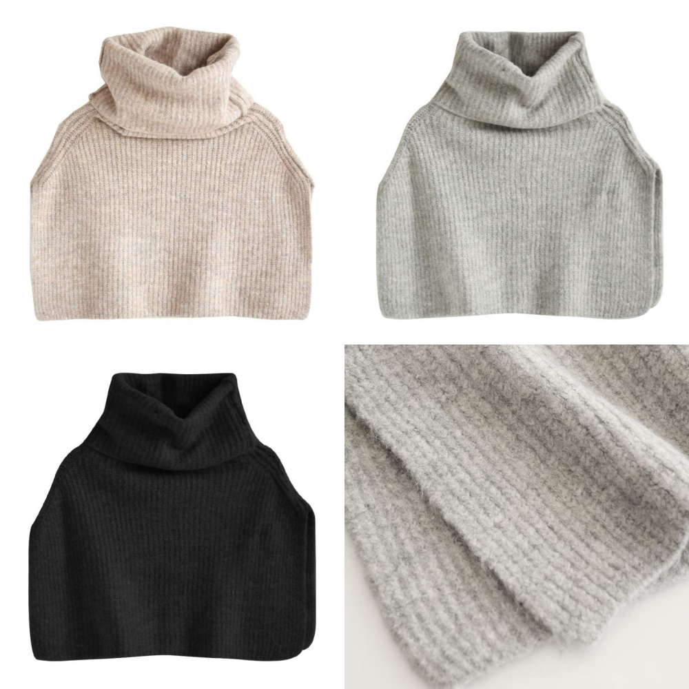 日本 zootie - 層次感穿搭高領小披肩圍脖/圍巾-淺灰