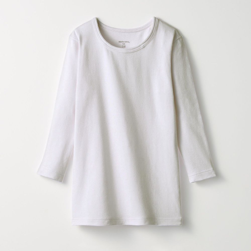 日本千趣會 - 95%棉 兒童圓領九分袖發熱衣-白