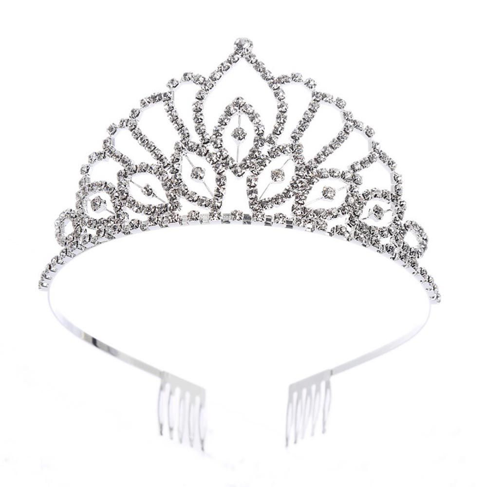 love, charlotte - 水鑽精緻公主皇冠髮箍-銀色+白水鑽