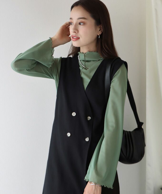 日本 BLUE EAST - 百搭木耳捲邊長袖上衣-白杏