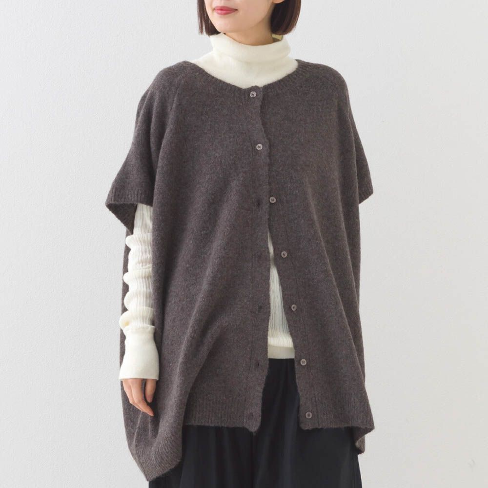 混色感2way針織背心/開襟衫-深咖啡