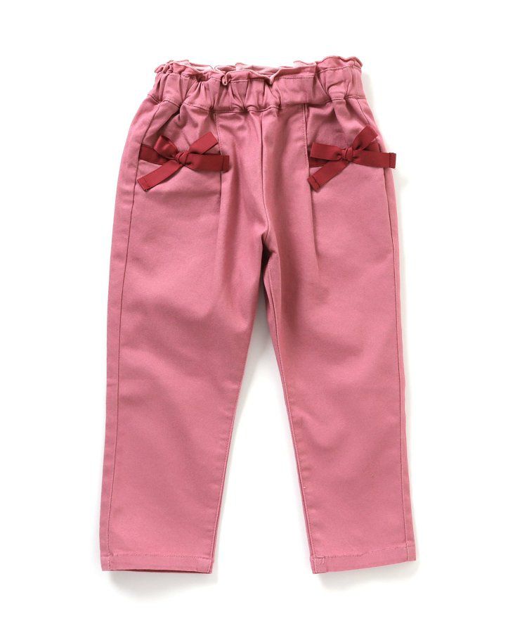 日本 apres les cours - 蝴蝶結口袋腰鬆緊長褲-黑白格