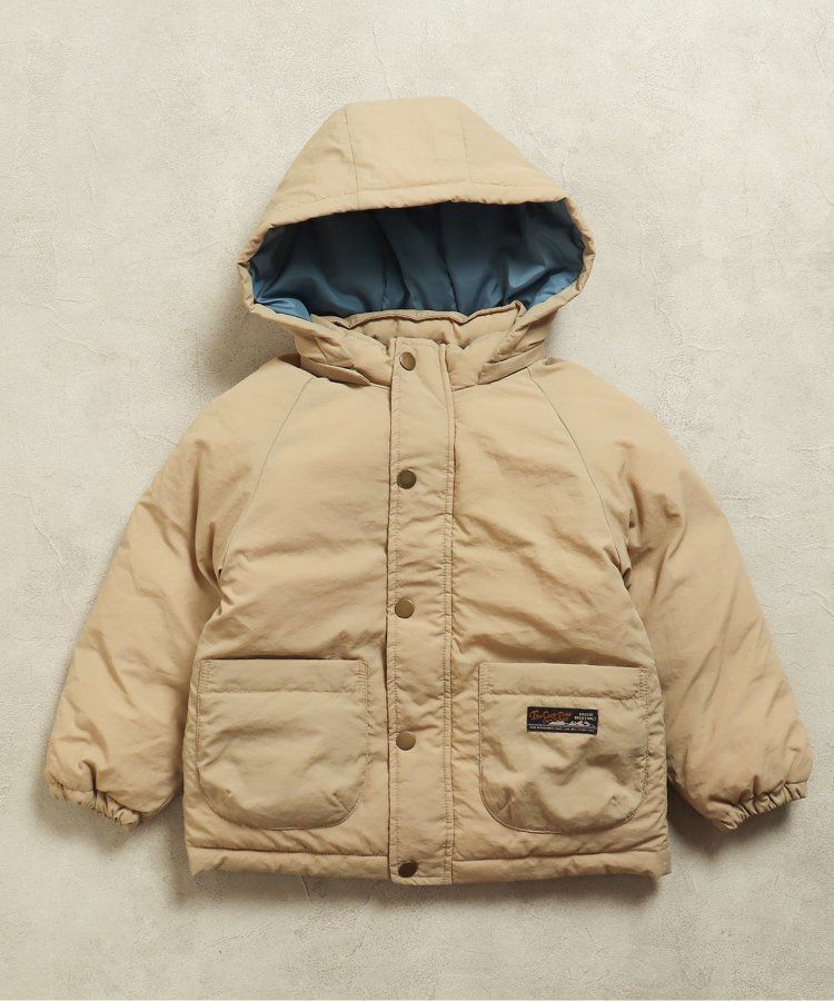 日本 BREEZE - 鋪棉保暖連帽外套-異色拼接-綠x藍