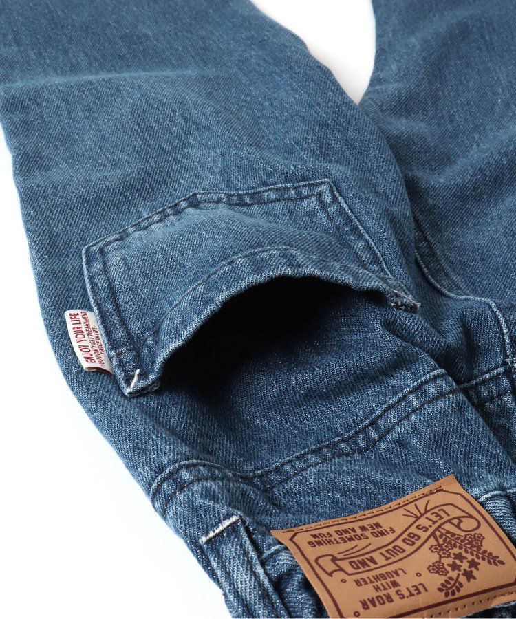 日本 BREEZE - 心形刺繡牛仔廓形長褲-海軍藍