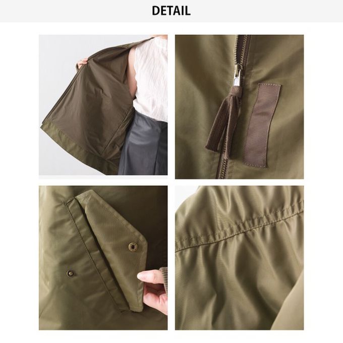 日本 OMNES - 優雅帥氣A字型寬版MA-1飛行外套-軍綠