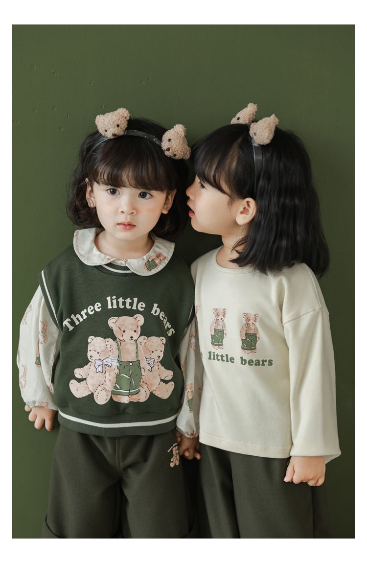 腰鬆緊五分百搭寬褲-熊熊-綠色