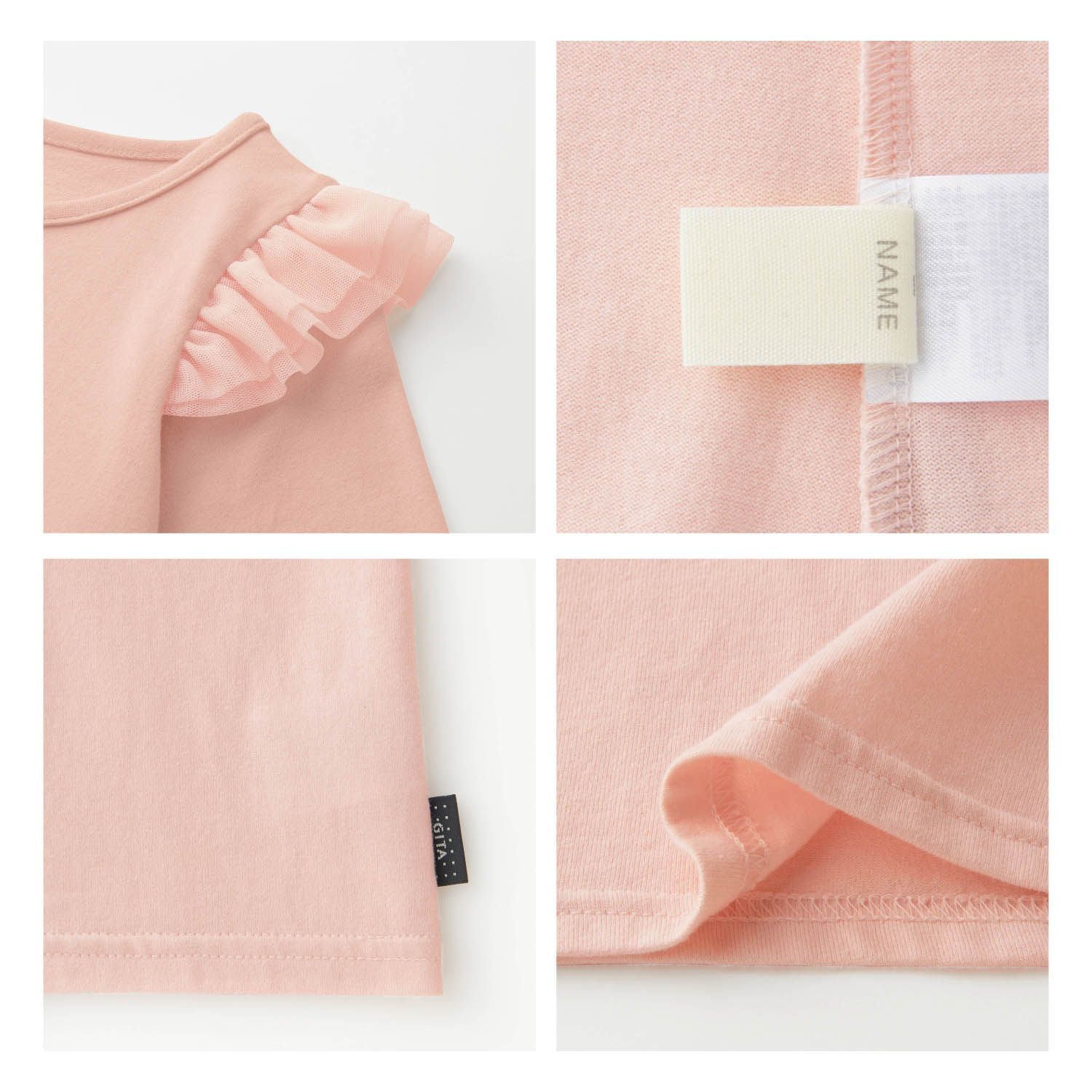 日本千趣會 - GITA 純棉圓領長袖上衣-荷葉滾邊-淺粉