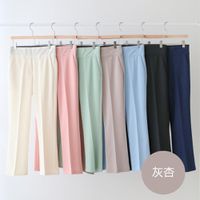 韓國女裝連線 - VETICA 韓製顯瘦小腹收收露腳踝褲-灰杏