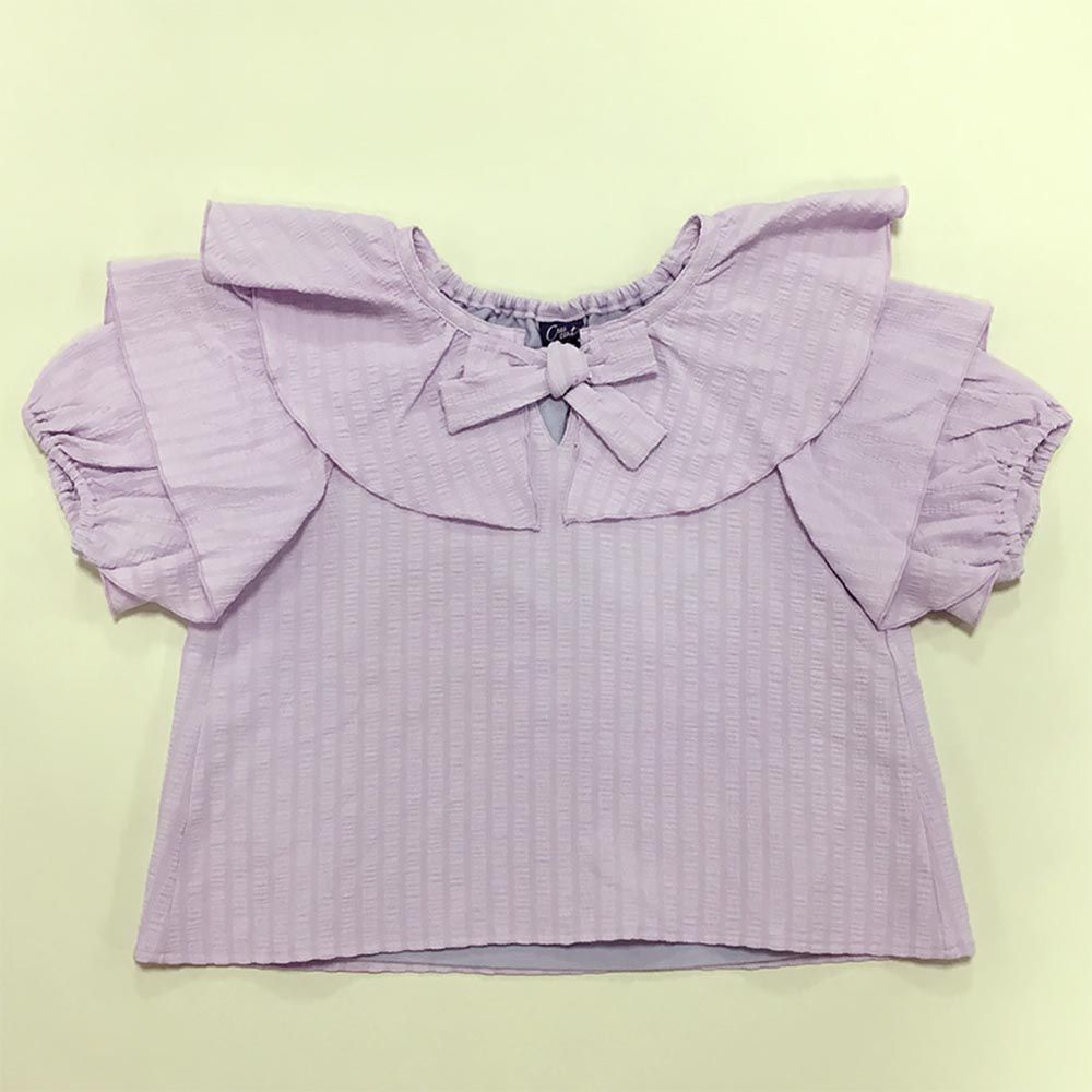 akachan honpo - 雪紡荷葉邊T恤-紫色