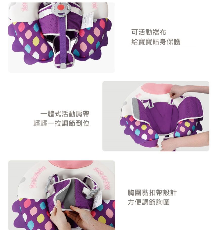 Mambobaby - 海洋七彩魚免充氣游泳趴圈-附遮陽罩-藍色