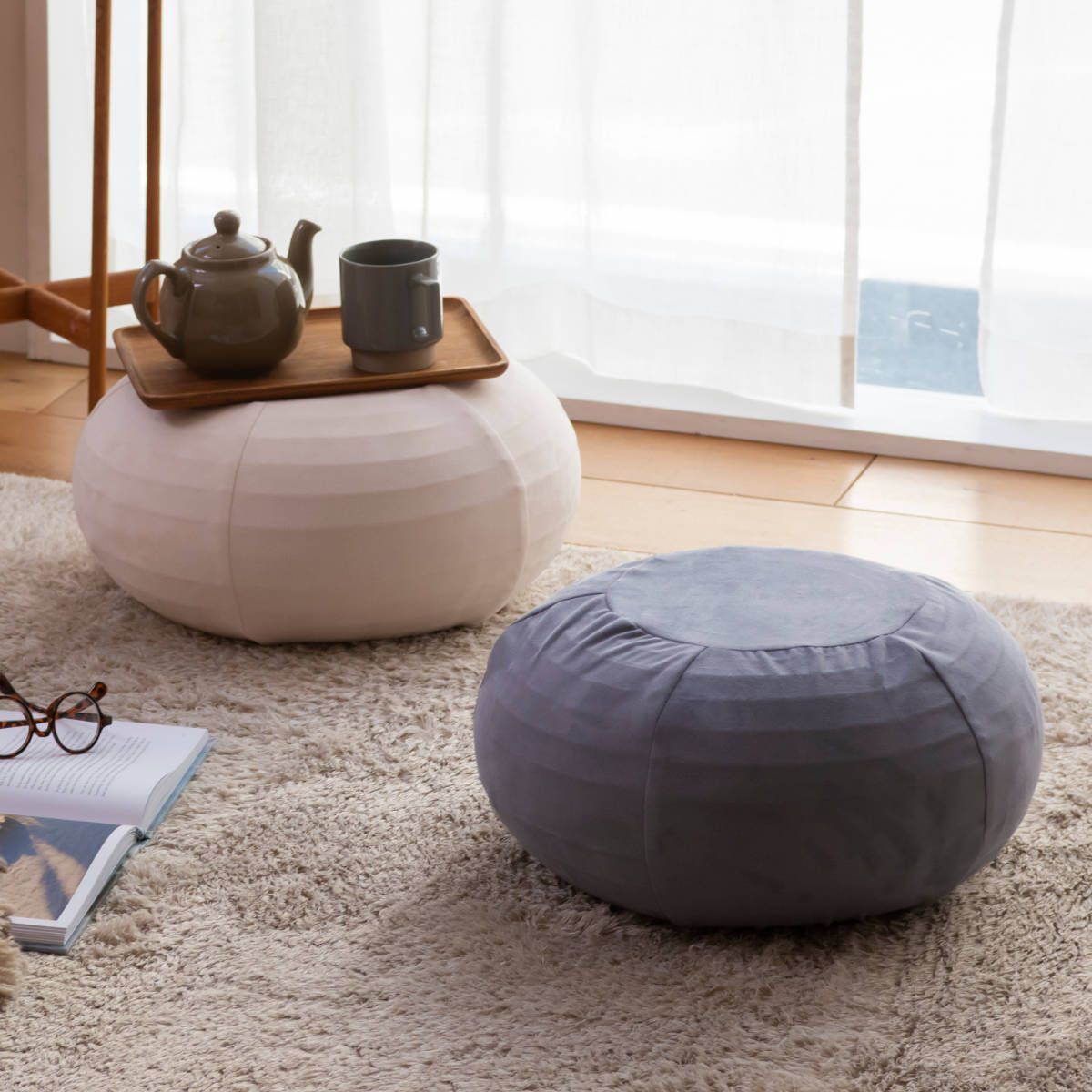 日本小泉 - FITPOP多功能運動塑身瑜伽球/坐墊/桌子-灰藍 (Φ43×25㎝)