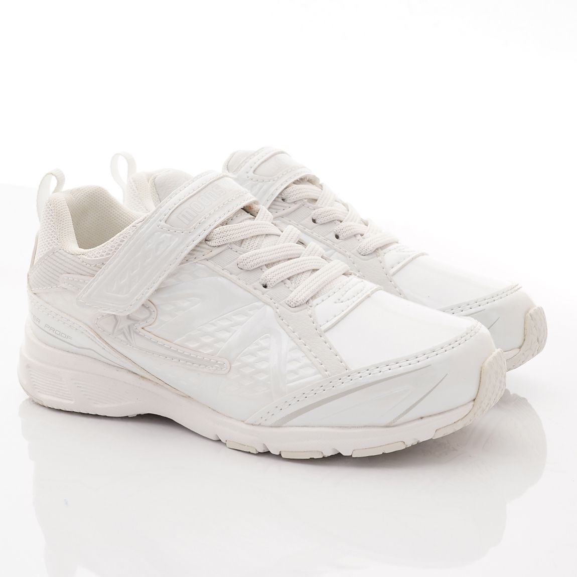 Moonstar日本月星 - 防潑水競速運動款(中大童款)-運動鞋-白