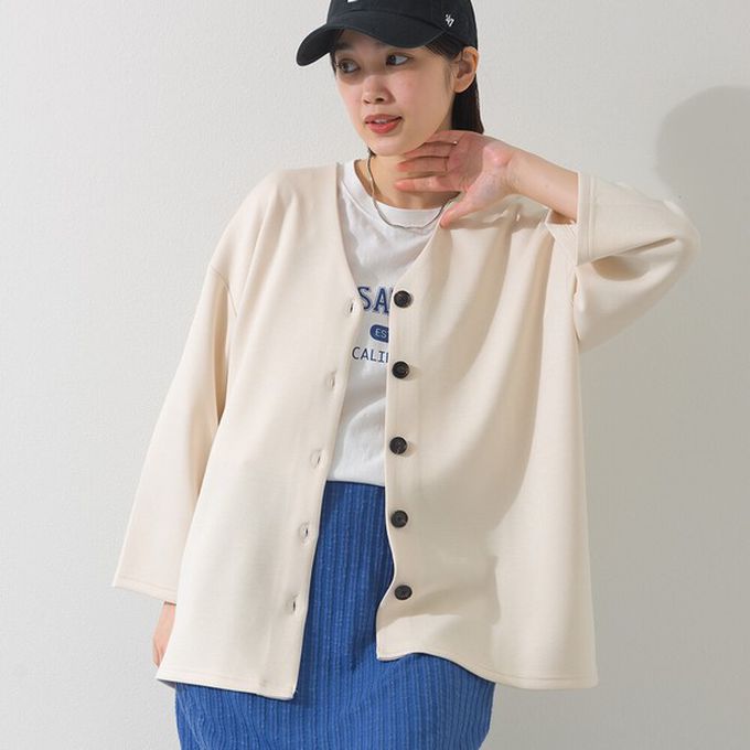 日本 OMNES - 抗UV抗花粉 柔滑無領開襟衫外套-淺灰