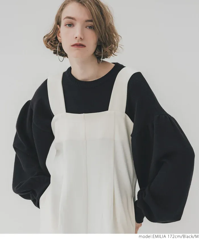 日本 COCA - 澎澎氣球袖圓領針織上衣-粉紅