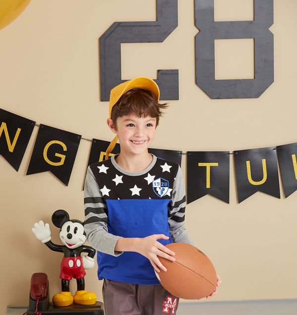 麗嬰房 Disney - 米奇系列星星拚接上-牛仔藍