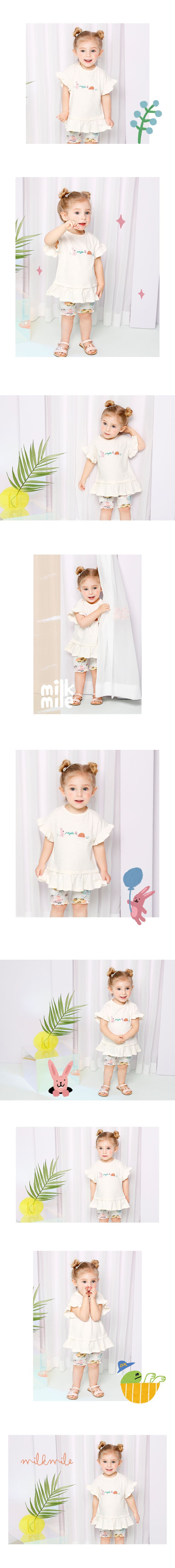 韓國 milk mile - 荷葉袖兔子與蝸牛上衣