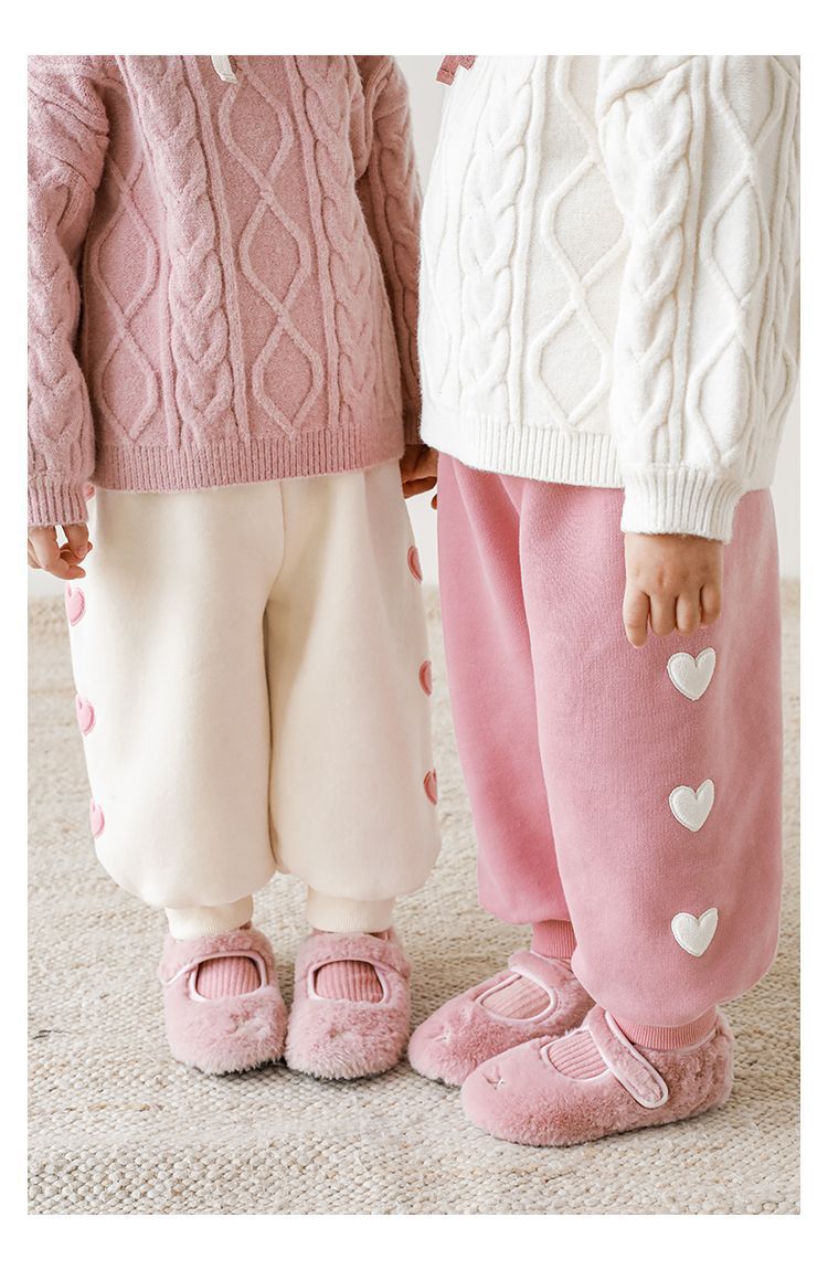 TONGMO - 腰鬆緊運動束口長褲-側邊愛心-桃粉色