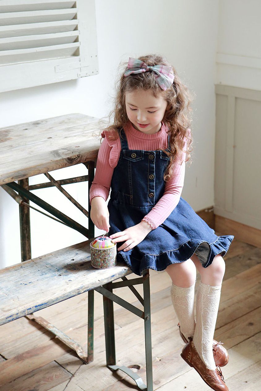 韓國 PuellaFLO - 銅釦牛仔背心裙-深藍