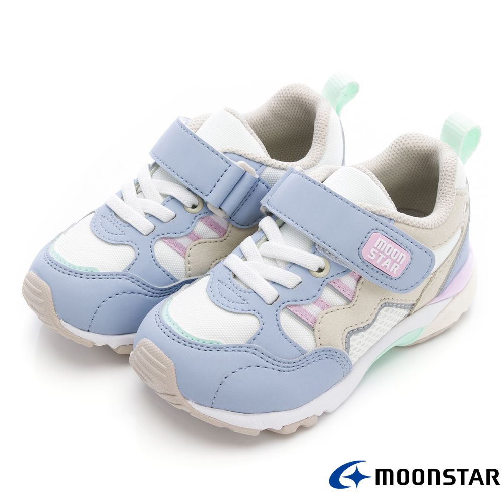 日本Moonstar月星頂級童鞋-3E寬楦HI系列2355HI9(中小童段)-機能鞋-灰藍紫白-15~21cm