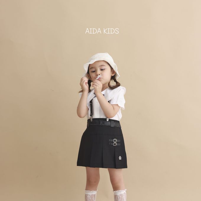 韓國 AIDA - 大方花布雕刻翻領短袖襯衫-白