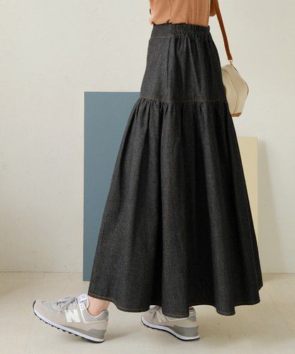 日本 Bou Jeloud - 簡約丹寧長裙-深藍