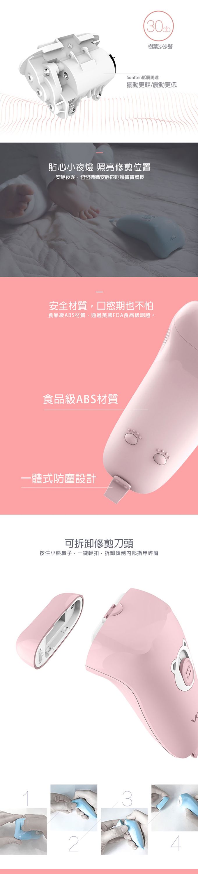 JoyNa - VANRRO兒童電動指甲剪 電動磨甲機 嬰兒指甲刀-星星藍