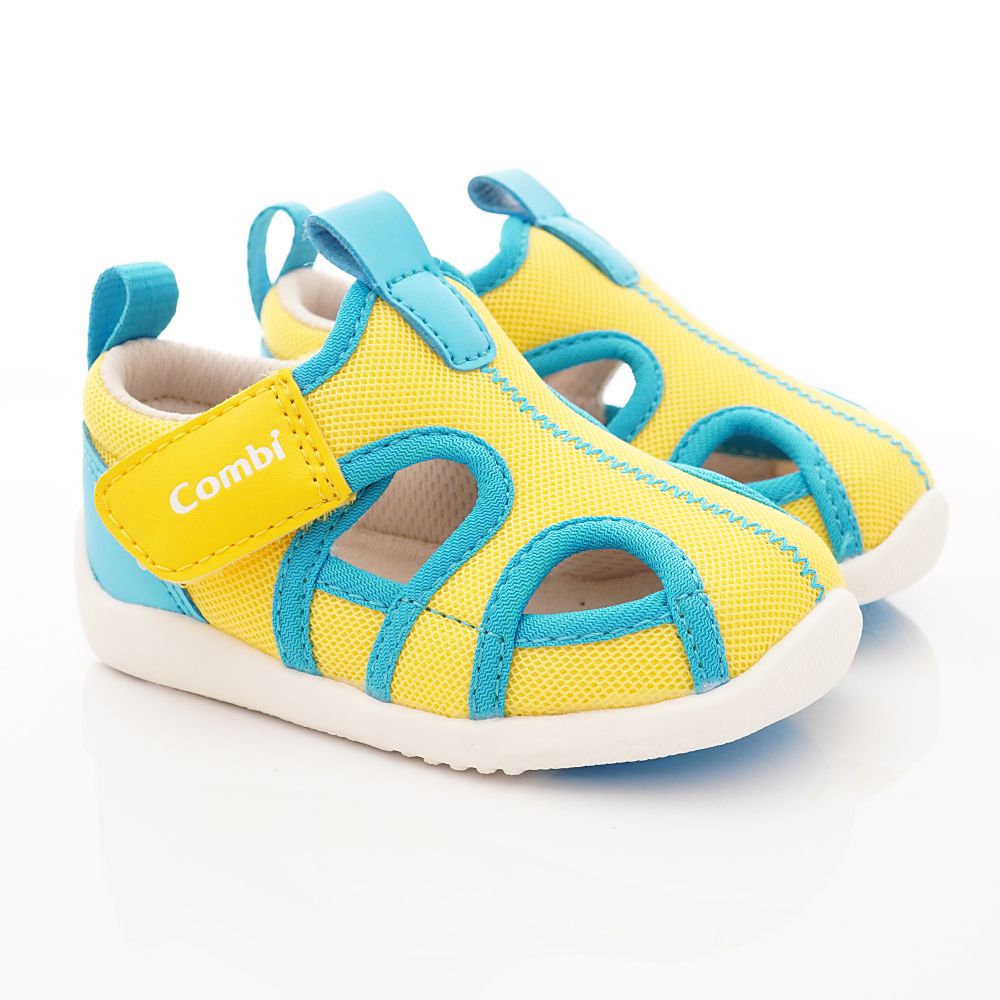 日本 Combi - 機能童鞋/學步鞋-護趾透氣學步涼鞋(寶寶段)-黃