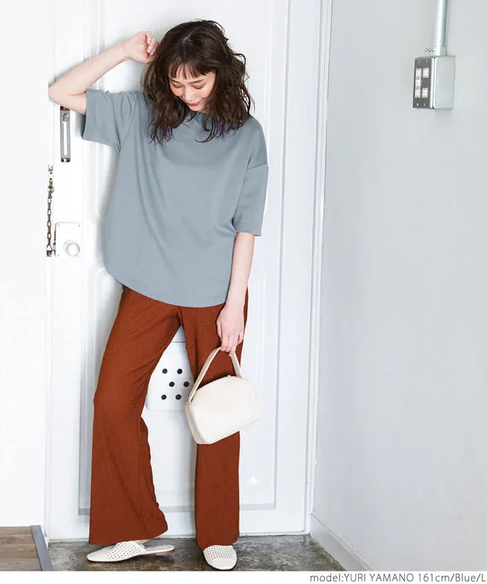 日本 COCA - 新感覺系列 輕盈落肩寬袖上衣-灰藍