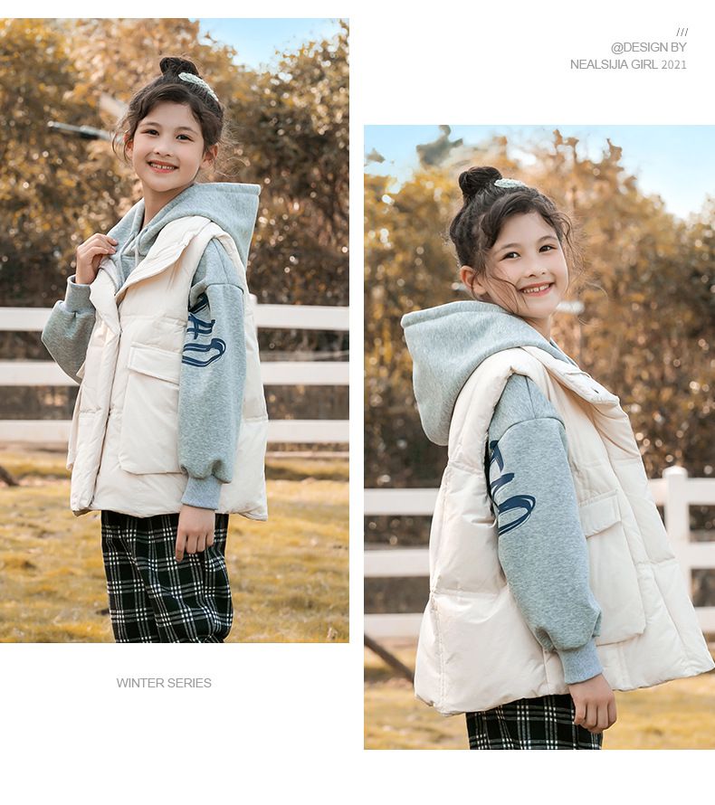 90%白鴨絨羽絨背心-大口袋-玫紅