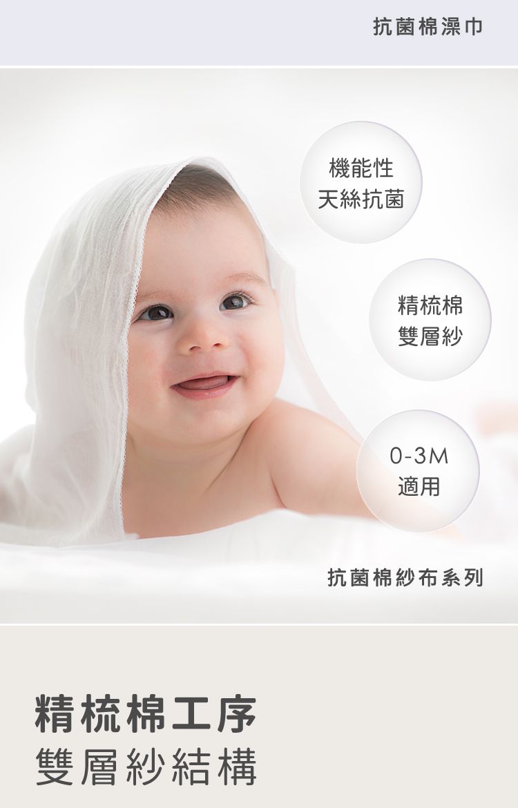 nac nac - 天絲抗菌棉澡巾(2入)-動物繽紛樂-花x1+白x1