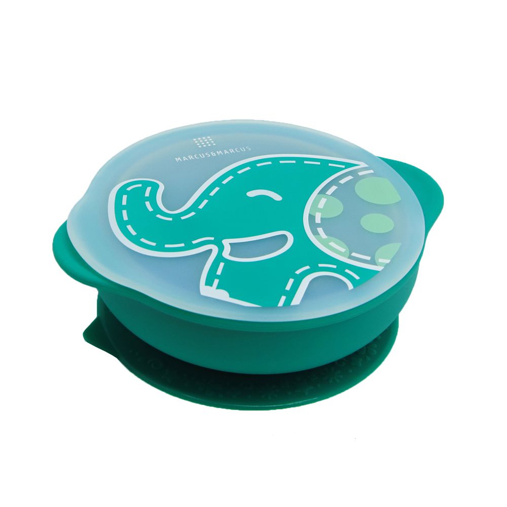 動物樂園幼兒自主學習吸盤碗含蓋-大象(綠)