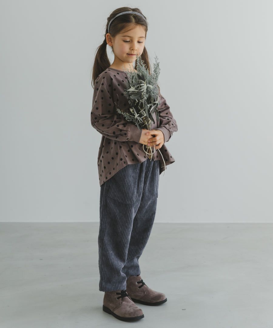 日本 PAIRMANON - 前短後長荷葉擺長袖上衣-薰衣草