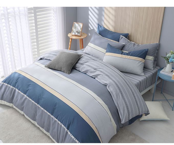 鴻宇 HongYew - 單人床包枕套組 100%精梳棉 純棉-丹尼藍