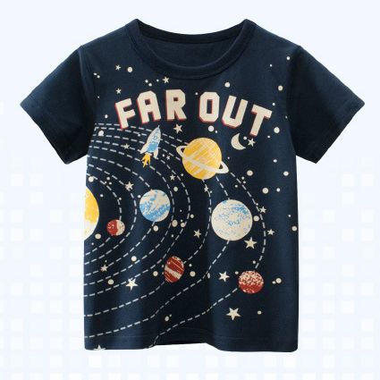 短袖棉T-銀河系探險-深藍色