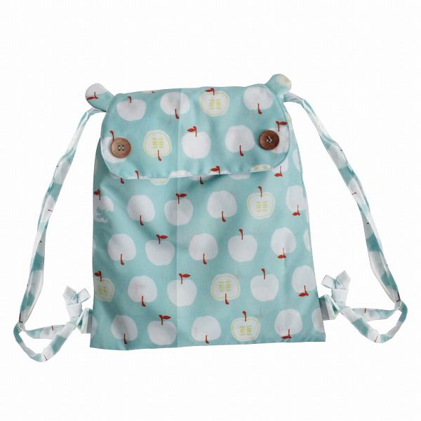 日本 kukka hippo - 兒童防雨斗篷(附收納袋)-粉綠蘋果 (適穿身高:90cm)