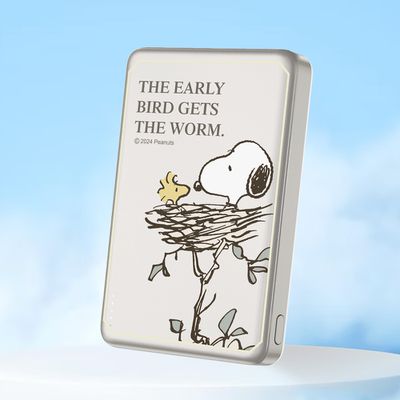 史努比 - SNOOPY 20W PD超薄磁吸無線快充行動電源 10000mAh-鳥窩款(原色鈦)