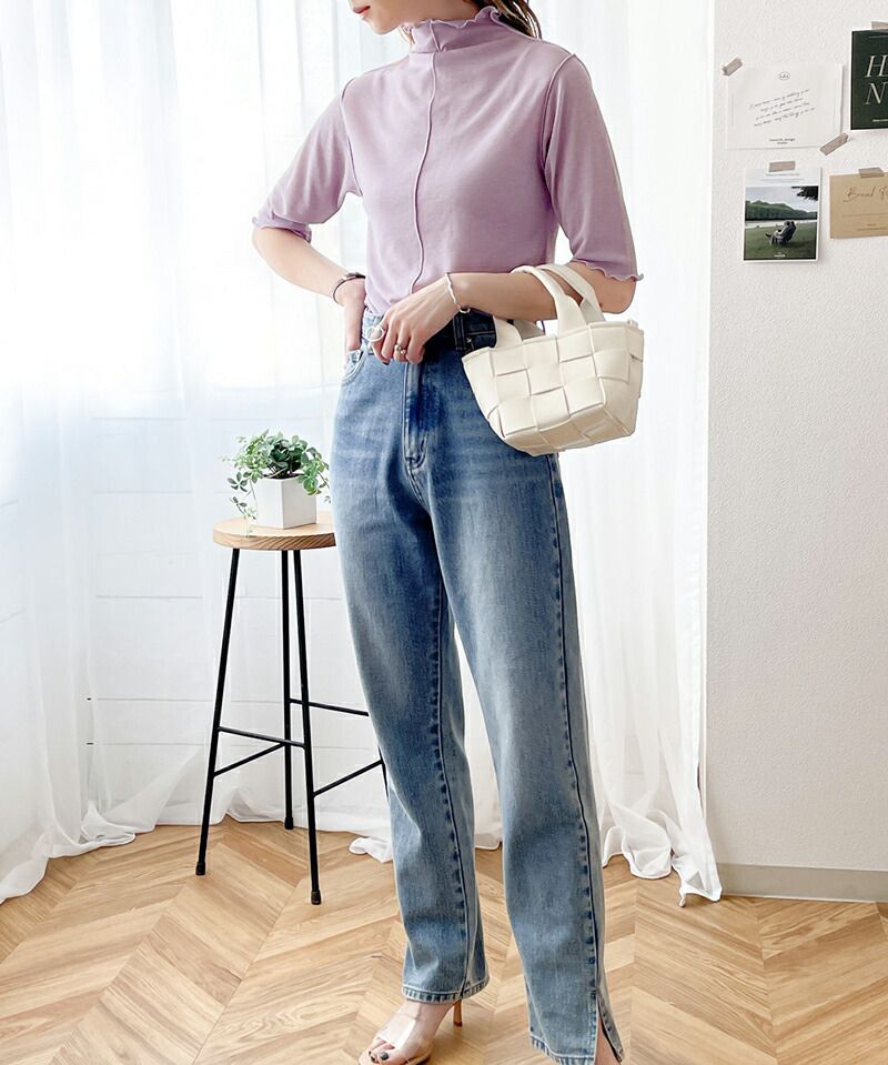 日本 Classical Elf - 百搭簡約木耳領短袖上衣-膚粉