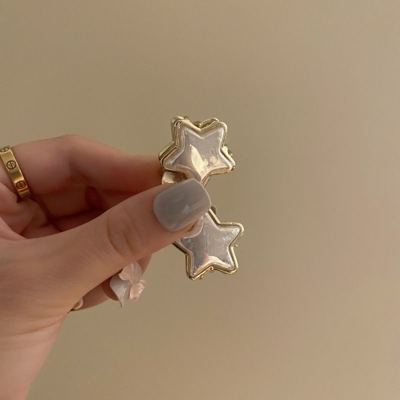 氣質珍珠小爪夾-圓形-白+金