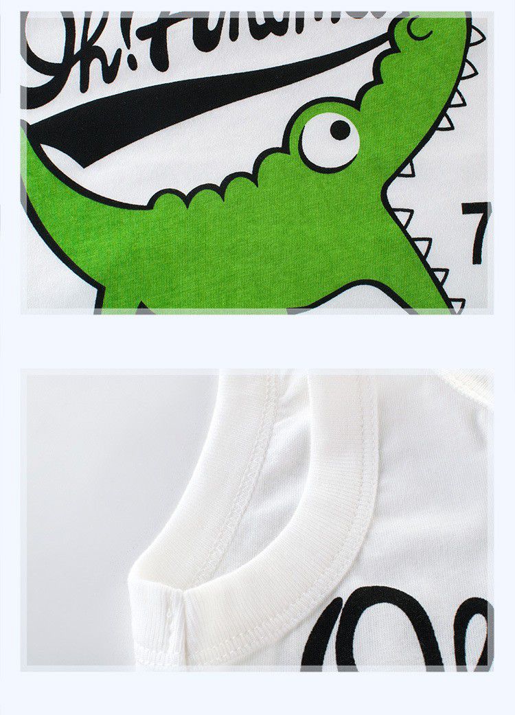 純棉無袖背心上衣-逗趣鱷魚-米白色