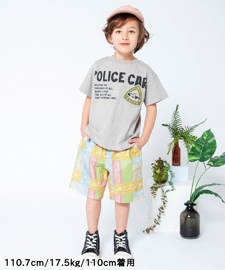 日本 BREEZE - 滿版印花腰束口休閒短褲-圓點-炭黑