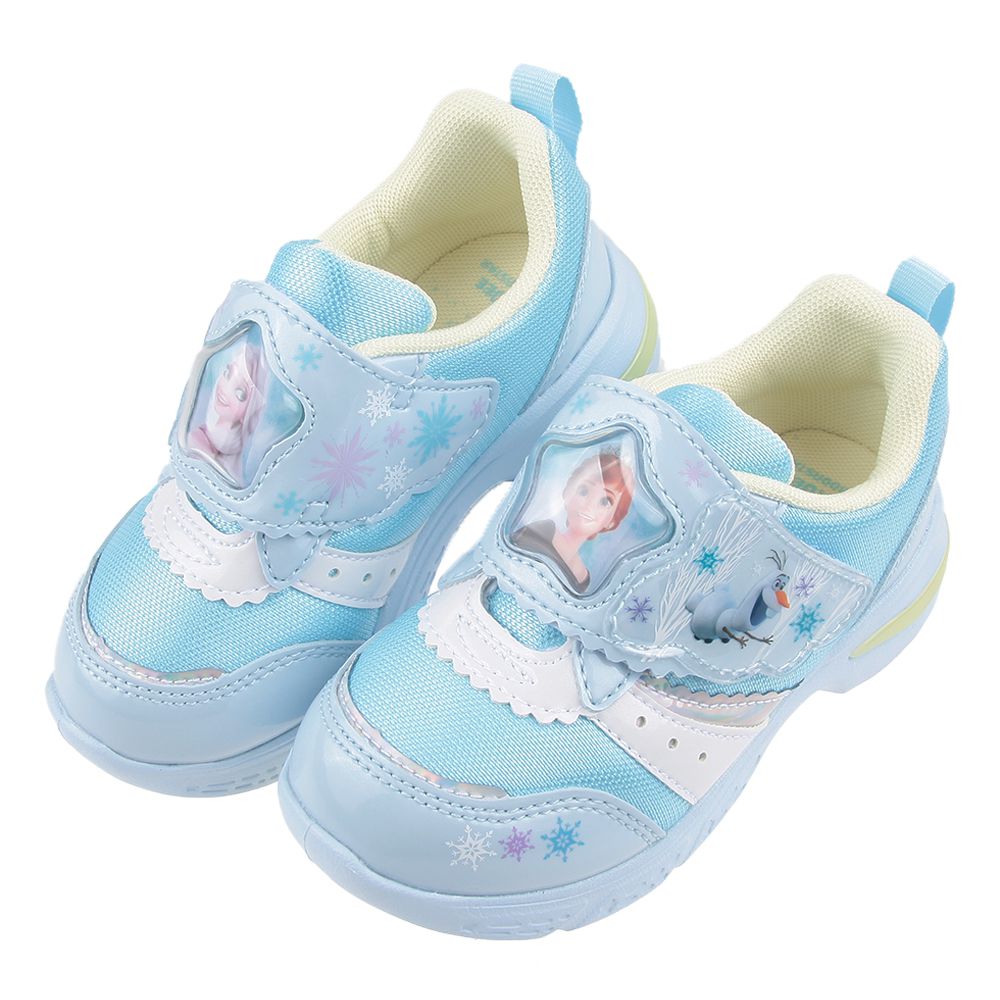 (15~18公分)Moonstar日本月星冰雪奇緣奇幻水藍電燈中童機能運動鞋