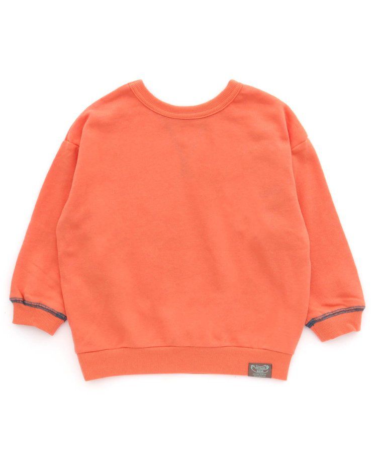 日本 BREEZE - 正反OK！裏毛圓領縫線長袖上衣-橘