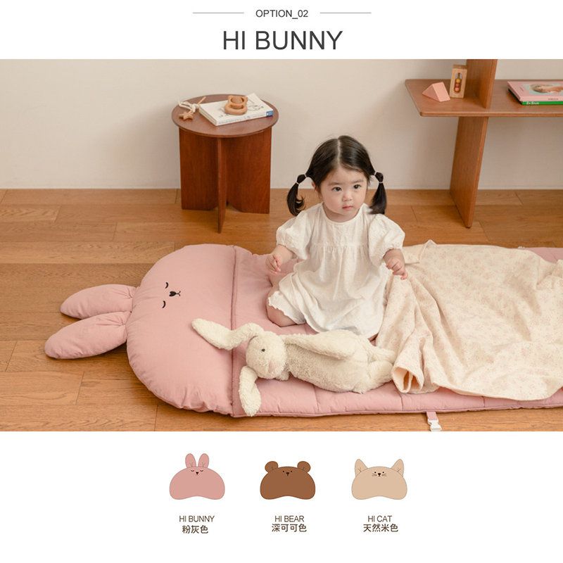 正韓Hello HiZoo - 純手工製純棉柔感便攜式動物兒童睡袋(枕頭+睡墊+被子)-Hi Cat貓貓