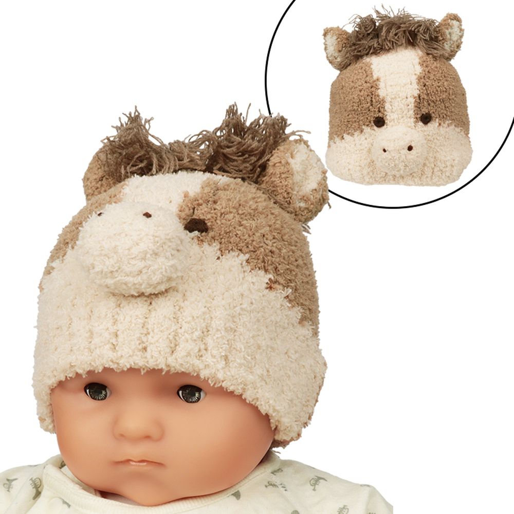 嬰幼兒針織帽-毛茸茸動物 生肖-咖啡色