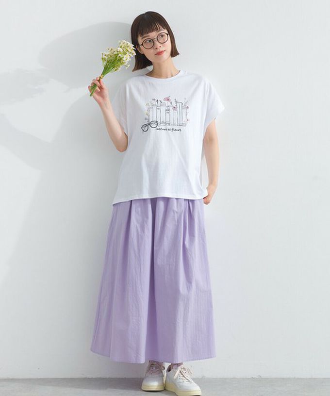 日本 Lupilien - 純棉知性印花法式袖T恤-海軍藍