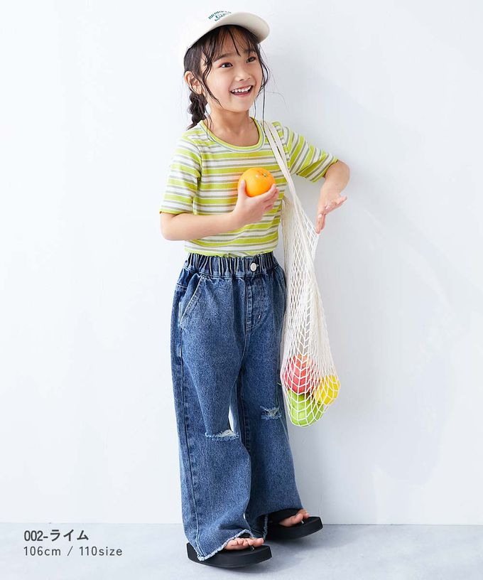 日本 devirock - 清爽夏日線條配色短袖上衣-藍白