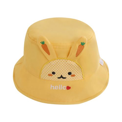 JoyNa - 兒童遮陽帽 寶寶漁夫帽 防曬帽 卡通蘿蔔兔-黃色