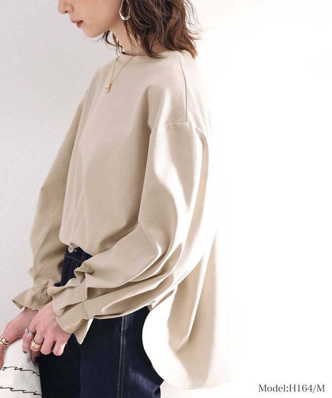 日本 Classical Elf - 100%棉 船領顯瘦糖果袖上衣-奶油白